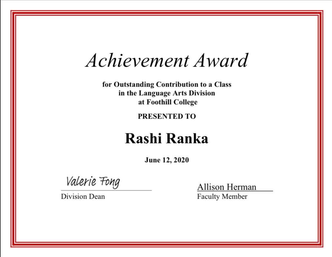 Rashi Ranka Achievement Award